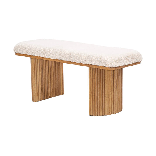 Bouclé bænk i naturtræ