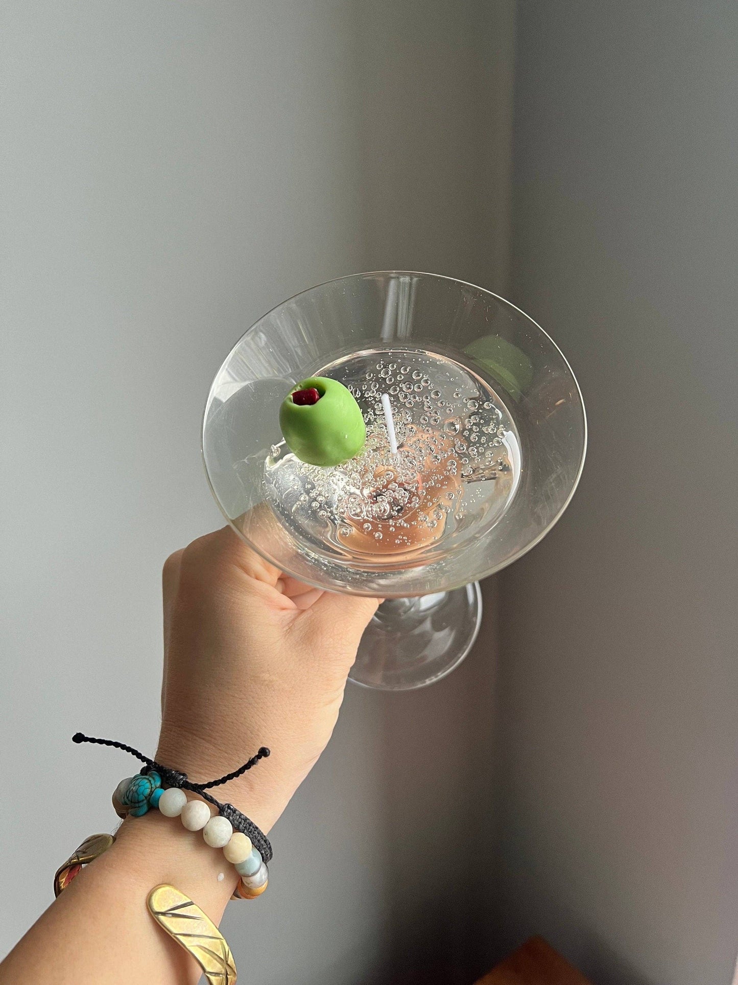 Martini stearinlys med oliven