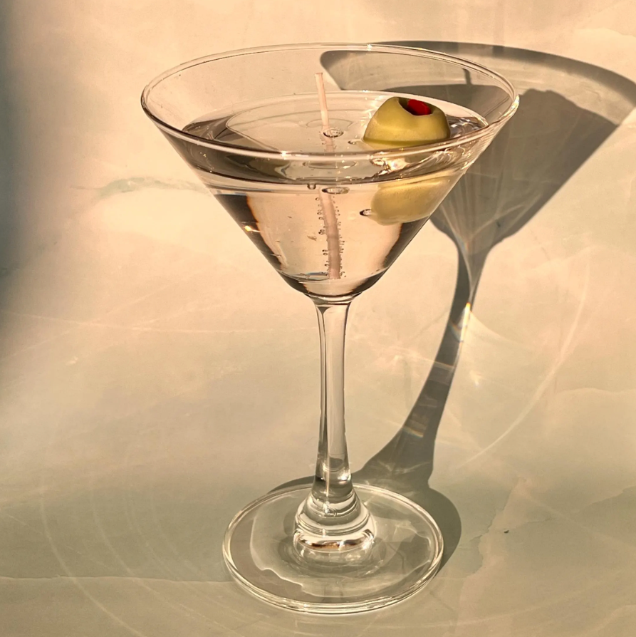 Martini stearinlys med oliven