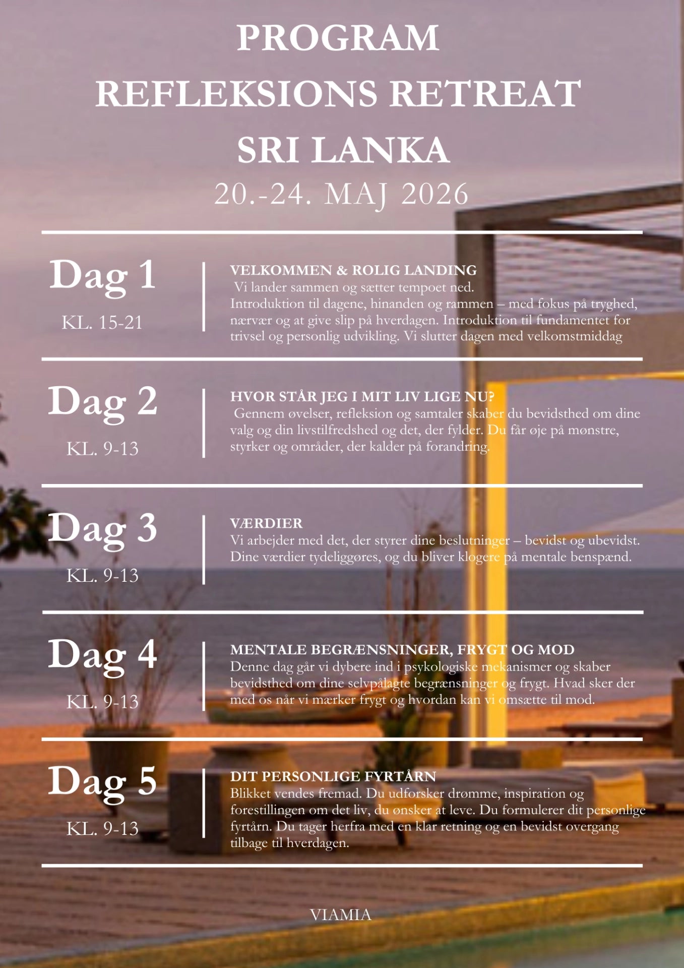 5 dages refleksions retreat: Negombo, Sri Lanka (20.-25. maj 2026) fra 5850 kr.
